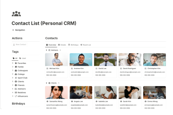Contact List (Personal CRM) Template by EdriansNotes