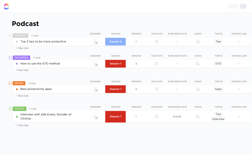ClickUp Podcast Template