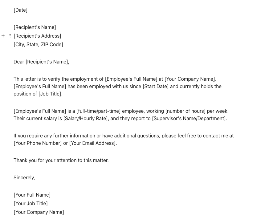 Letter of Authorization Template: ClickUp Employee Verification Letter Template