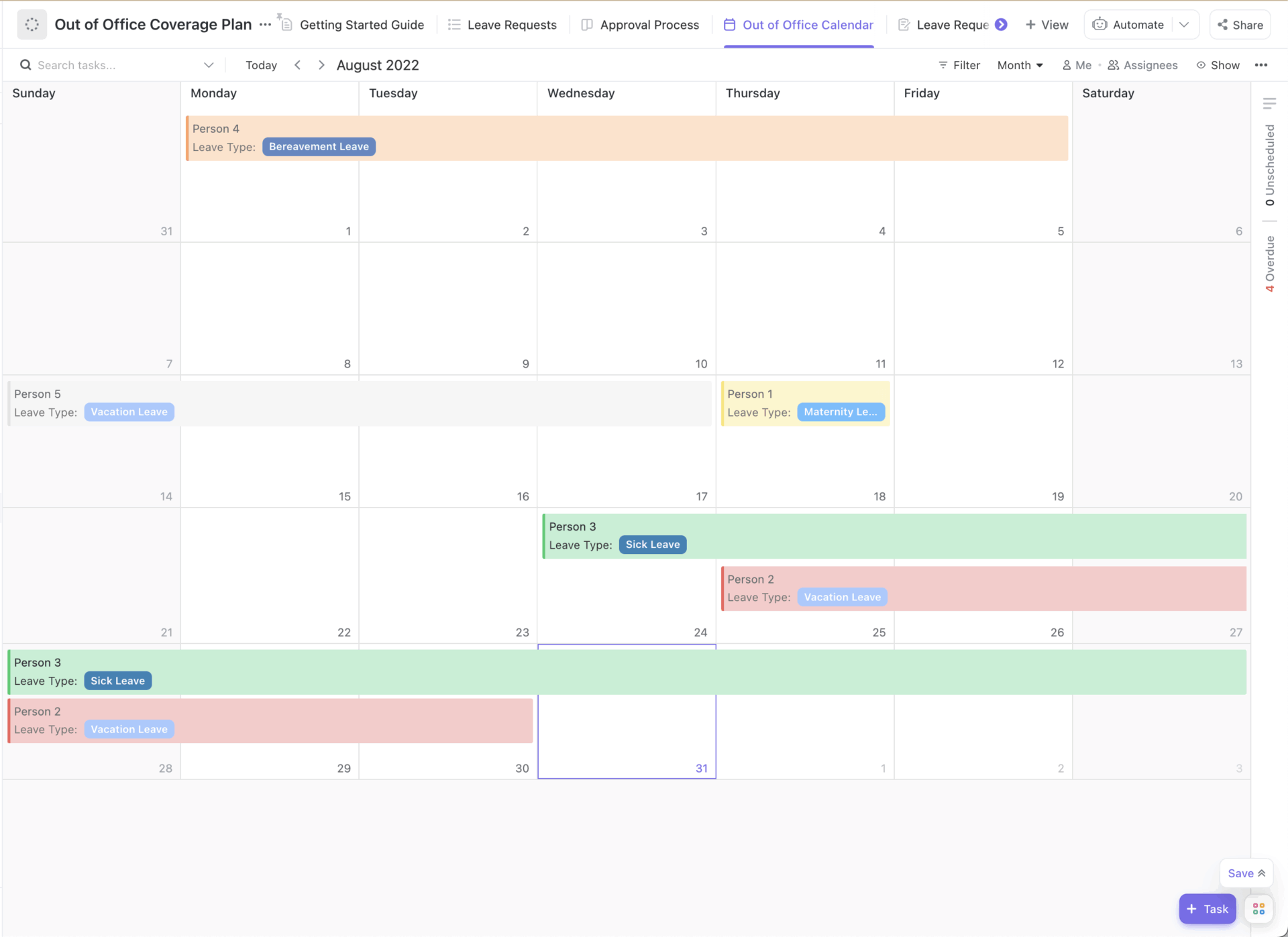 ClickUp Out of Office Coverage Plan Template