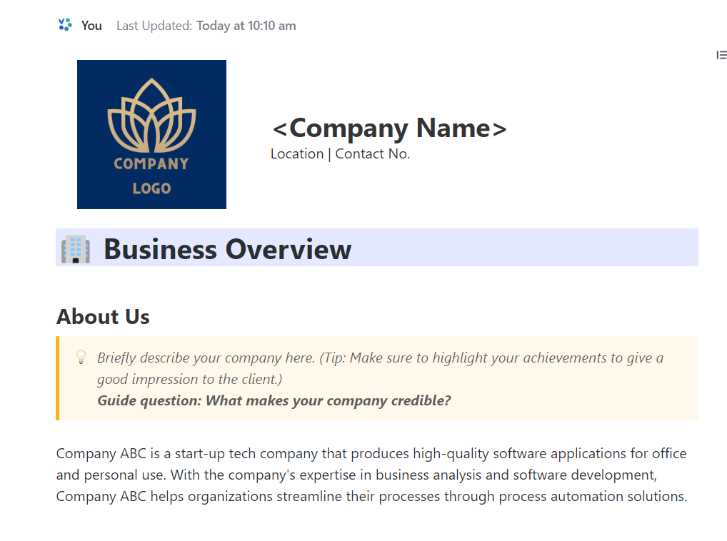 Catering Proposal Template: ClickUp Commercial Proposal Template