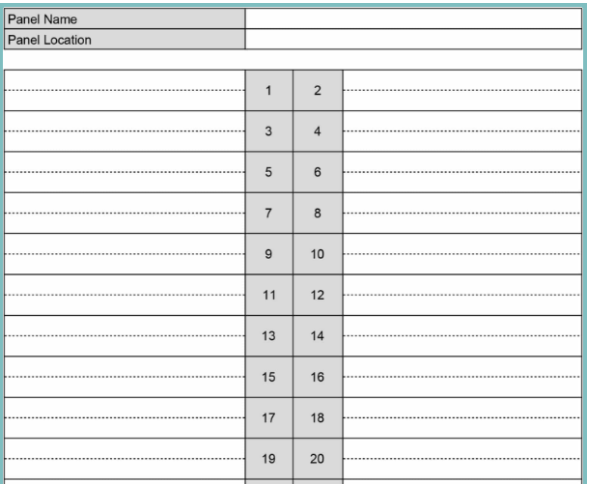 Google Sheets Electrical Panel Label Template by Workyard
