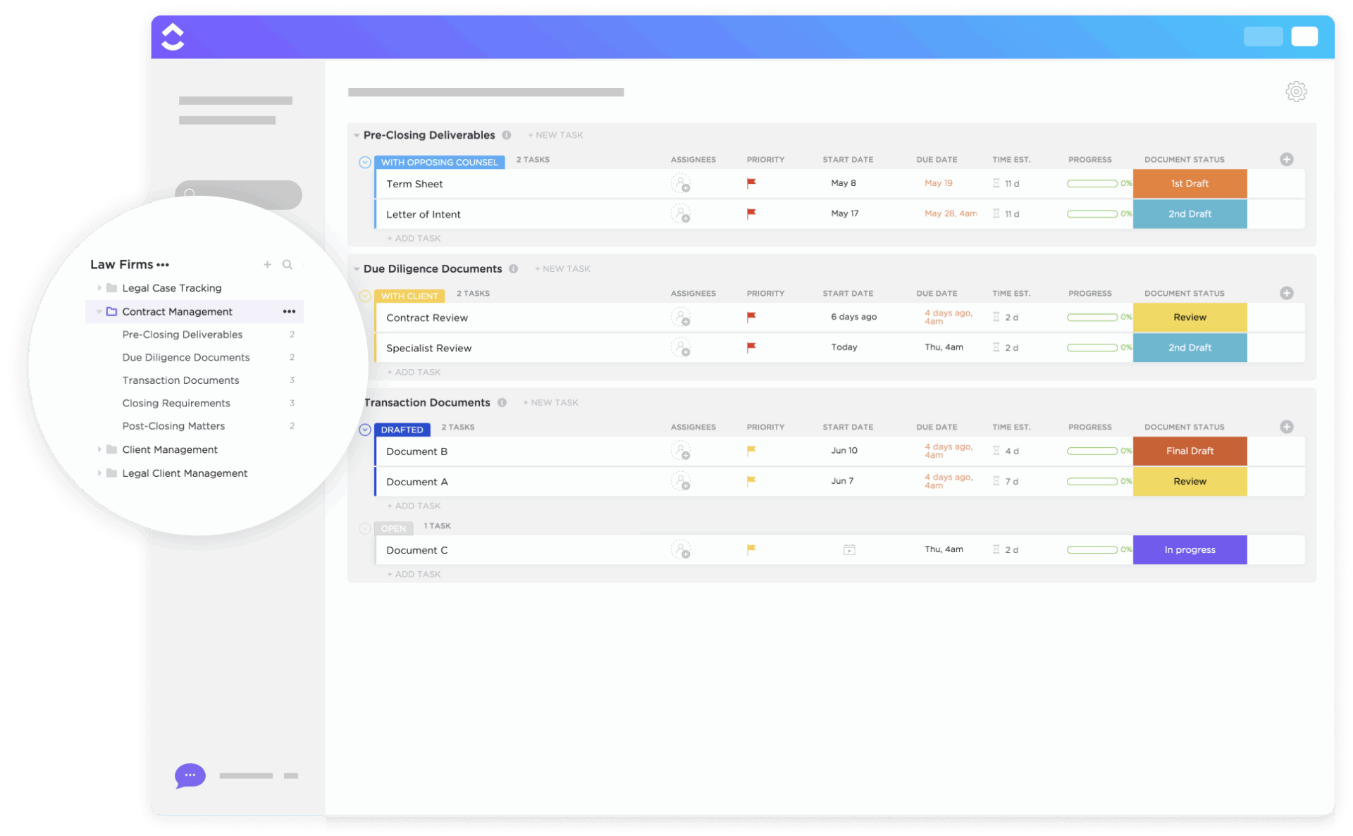 ClickUp Contract Management Template