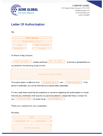 Letter of Authorization Template: Letter of Authorization Template by Jotform
