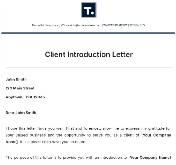 Client Introduction Letter Template by Template.Net