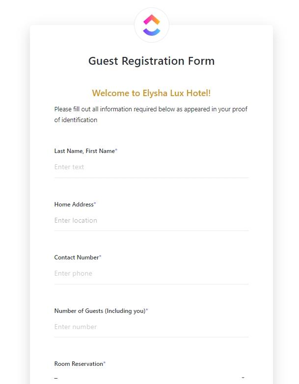Sign Up Sheet Template Google Docs: ClickUp Registration Form Template