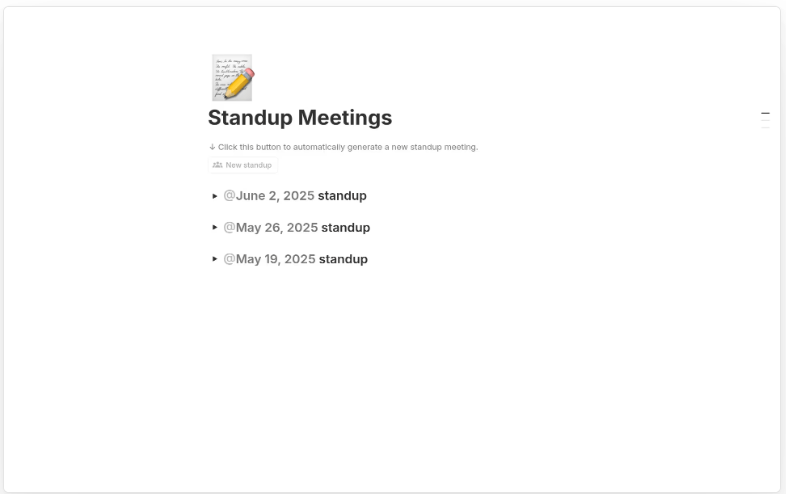Standup Meeting Template by Notion