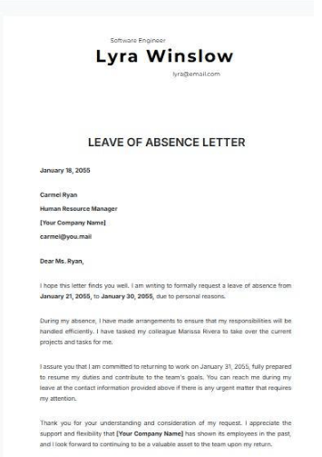 Leave of Absence Letter Template by Template.Net