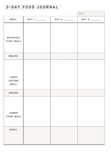 Food Journal Template: 3-Day Food Journal Template by Canva