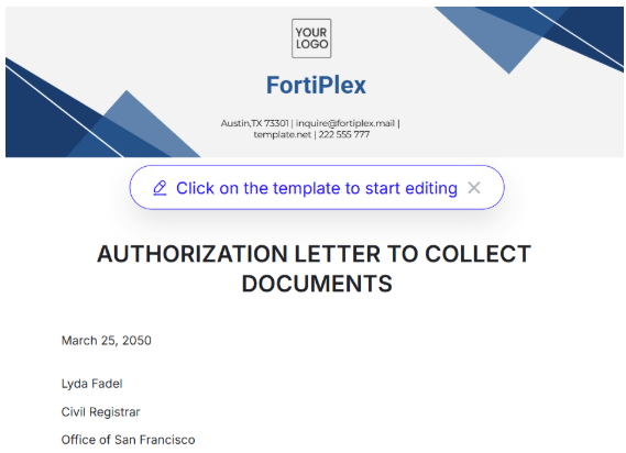 Letter of Authorization Template: Authorization Letter to Collect Documents Template by Template.net