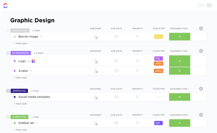 Graphic Design Proposal Template: ClickUp Graphic Design Advanced Template