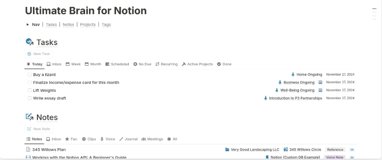 Notion Second Brain Template: Ultimate Brain Template by Thomas Frank
