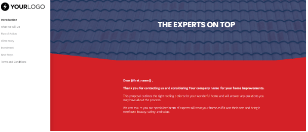 Roofing Proposal Template: Roofing Proposal Template by Better Proposal.io