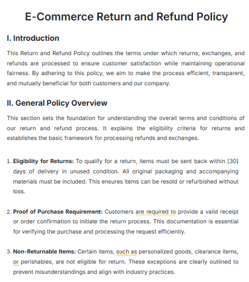 E-commerce Return and Refund Policy Template by Template.Net