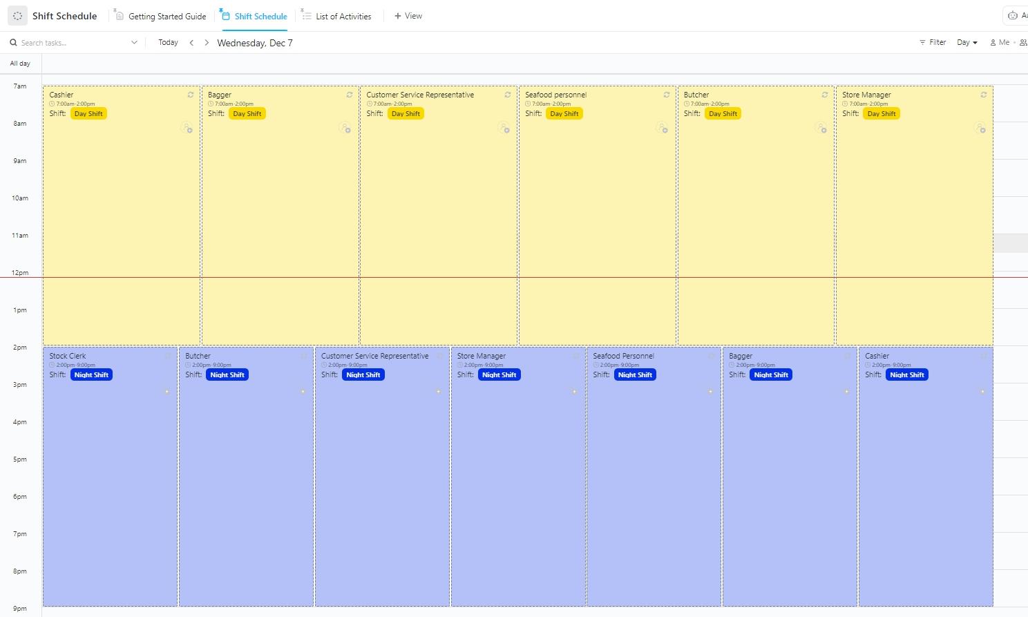 ClickUp Shift Schedule Template