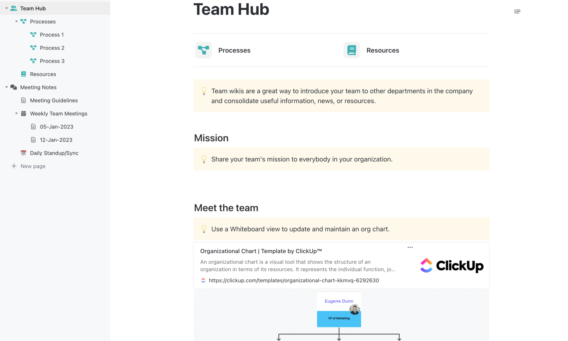 Notion Second Brain Template: ClickUp Team Docs Template