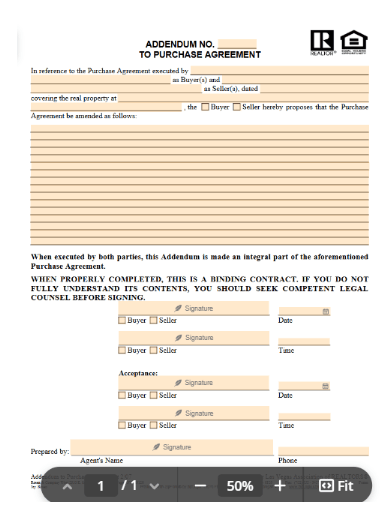 Purchase Agreement Addendum Template by PDF Filler