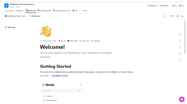 ClickUp Marketing Team Operations Template