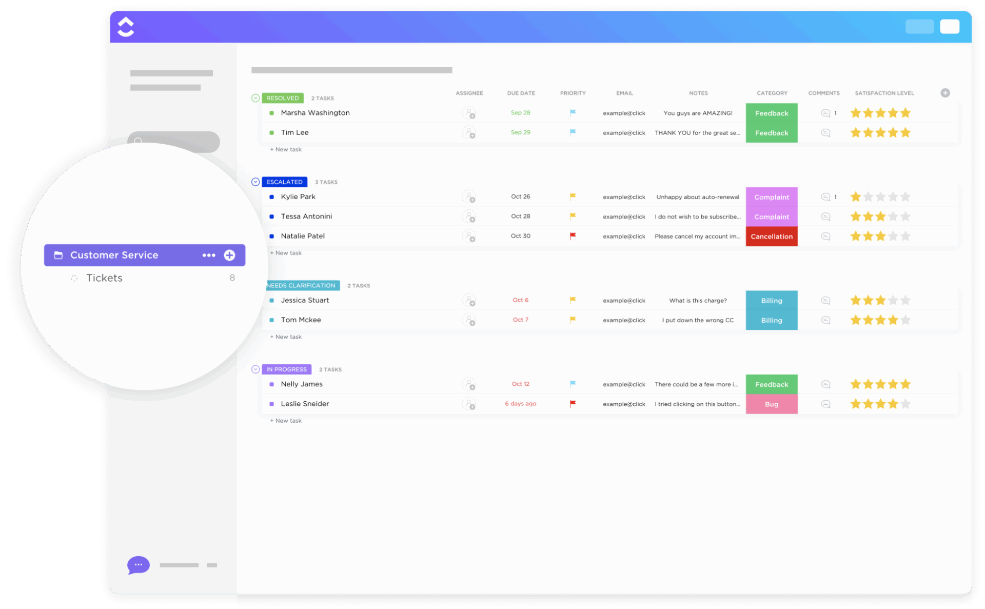 Bad Review Response Template: ClickUp Customer Service Management Template