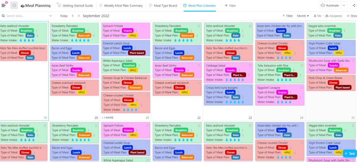 Notion-Tagebuch-Vorlage: ClickUp-Mahlzeiten-Plan-Vorlage