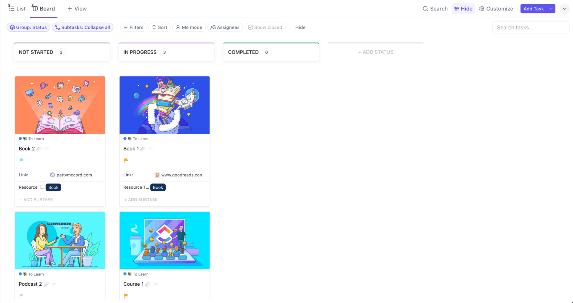 ClickUp-Vorlage für persönliche Produktivität