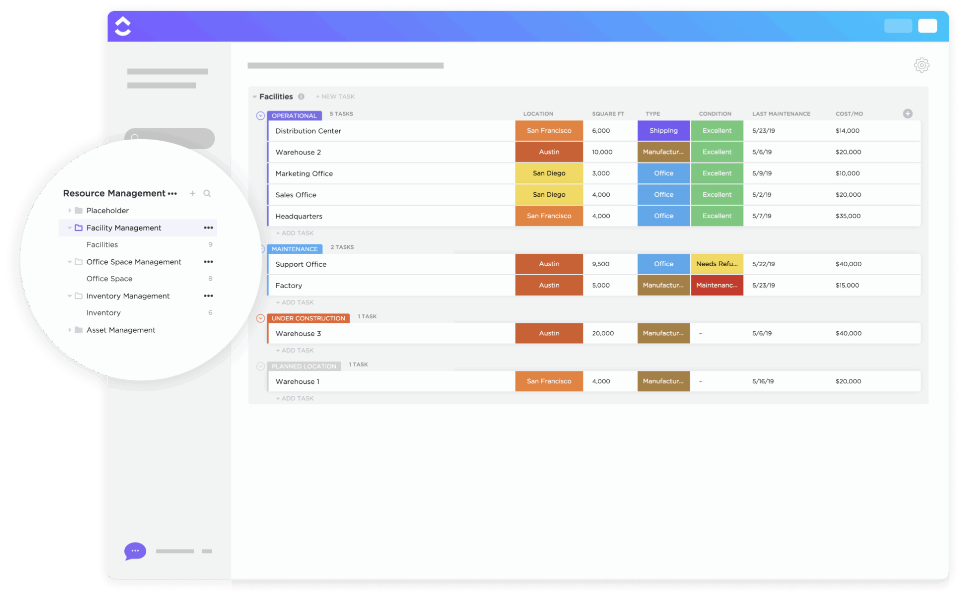 ClickUp Facility Management Template
