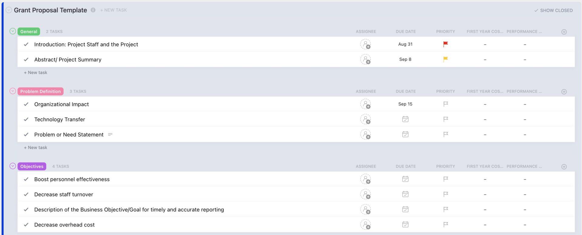 ClickUp Grant Proposal Template