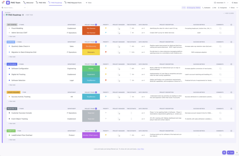 Project Management Task List Template: ClickUp Project Management Template