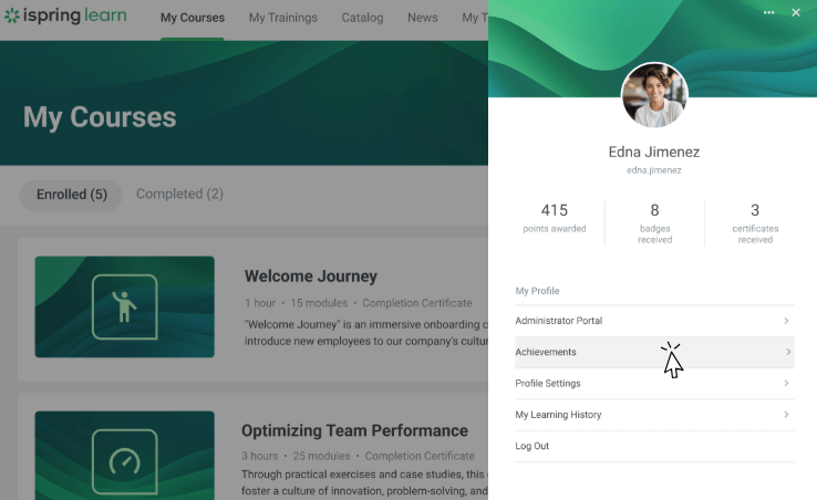 iSpring Learn Dashboard