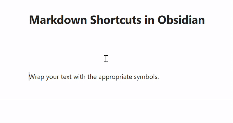 Markdown shortcuts in Obsidian