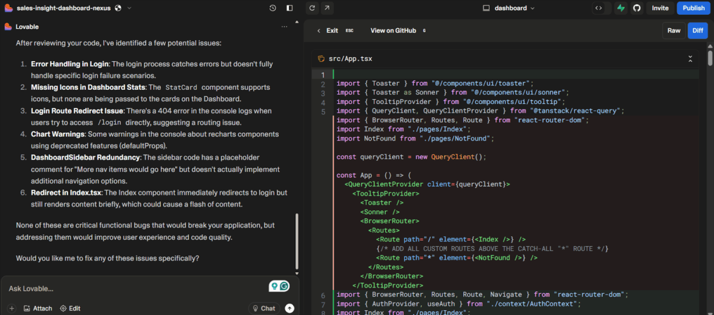 AI-assisted debugging on Lovable