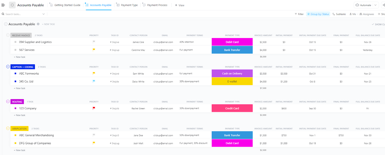 Replace paper records with digitized information with the ClickUp Accounts Payable Template