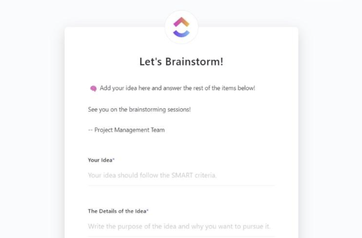 ClickUp Brainstorm Ideas Template