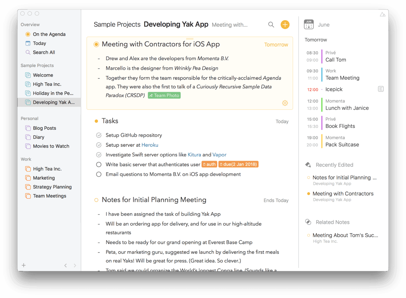 Agenda : noteplan alternative