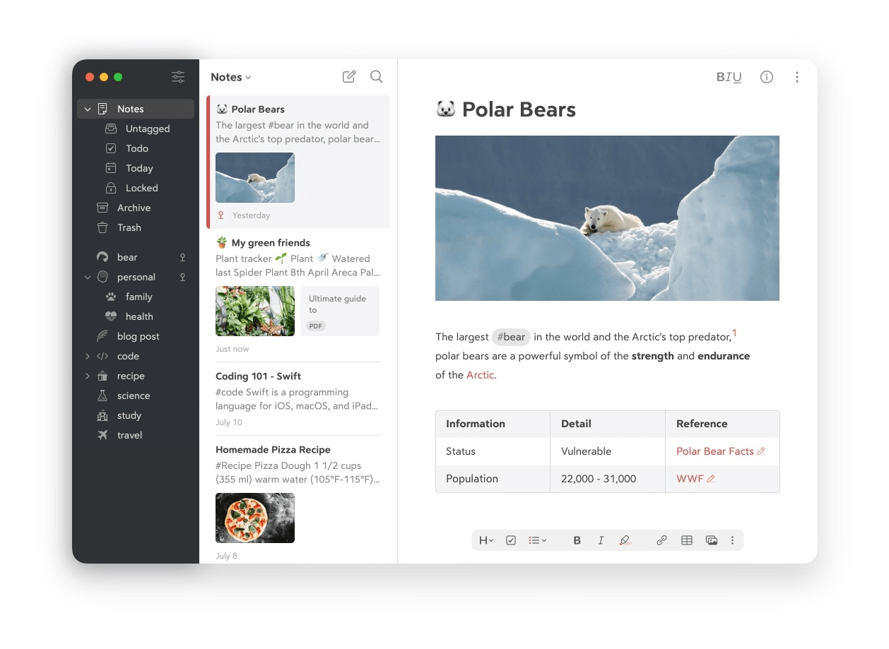 Bear : noteplan alternative