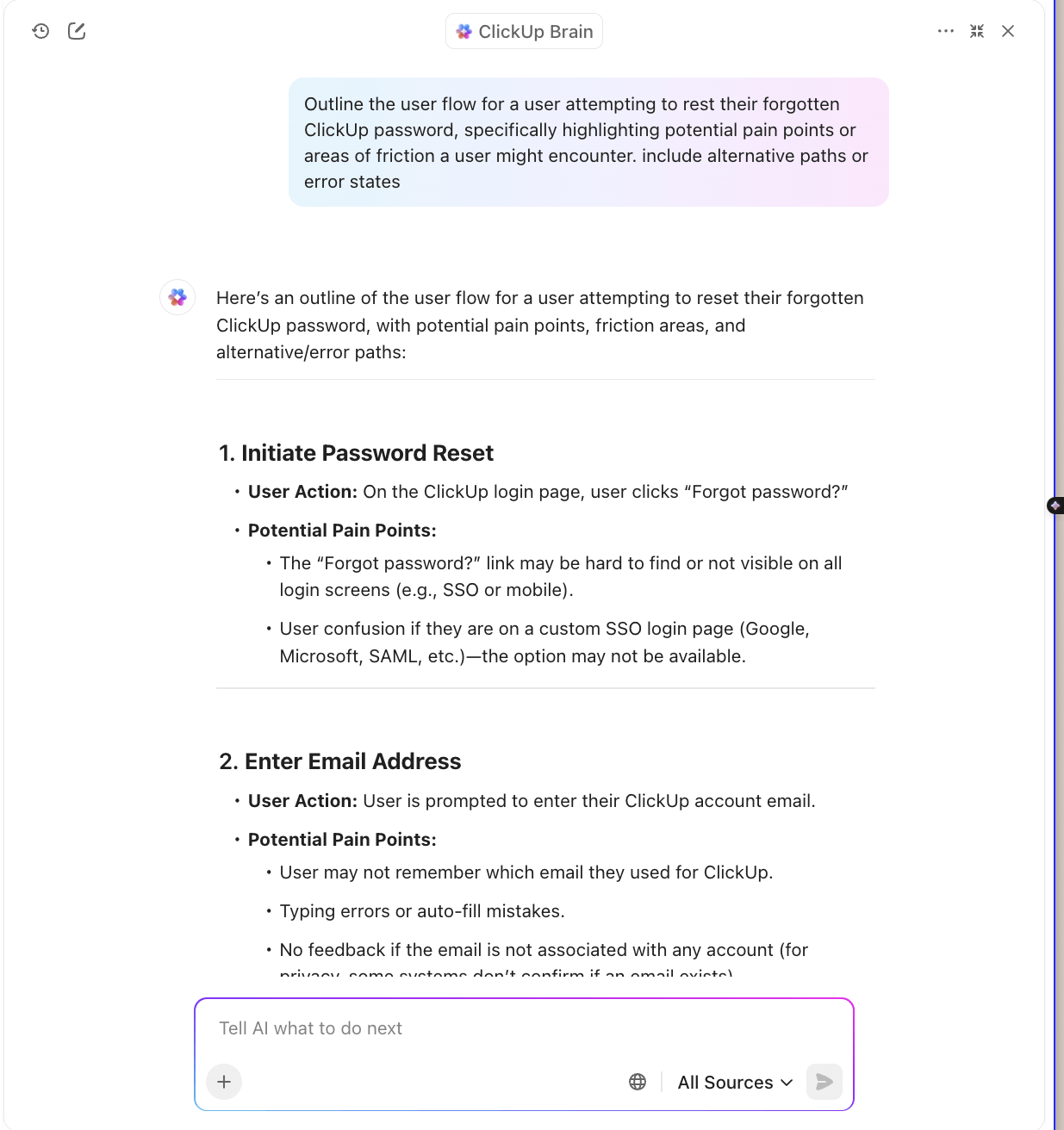 ClickUp Brain: User Experience Map