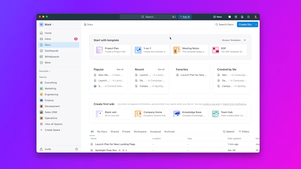 ClickUp AI Knowledge Management 