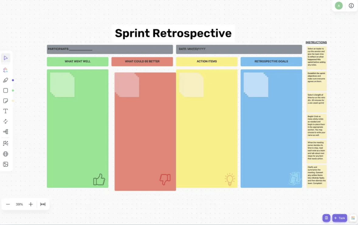 ClickUp Sprint Retrospective Brainstorm Template