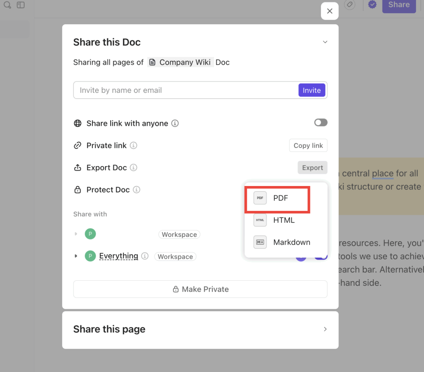 ClickUp Docs Export as PDF option: How to Save Notes as PDF