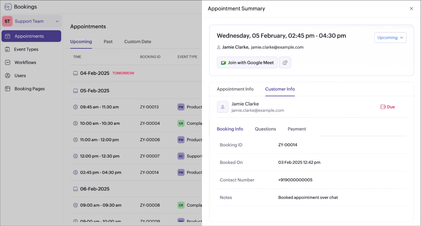 Zoho Bookings -  savvycal alternative
