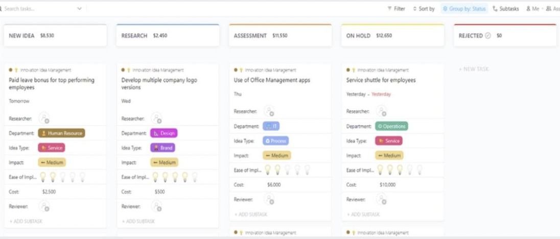 ClickUp Innovation Idea Management Template
