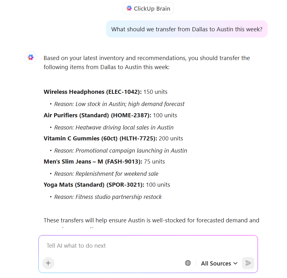 ClickUp Brain: Optimize business operations with real-time data