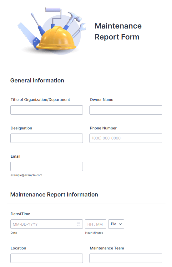 Maintenance Report Form Template by Jotform