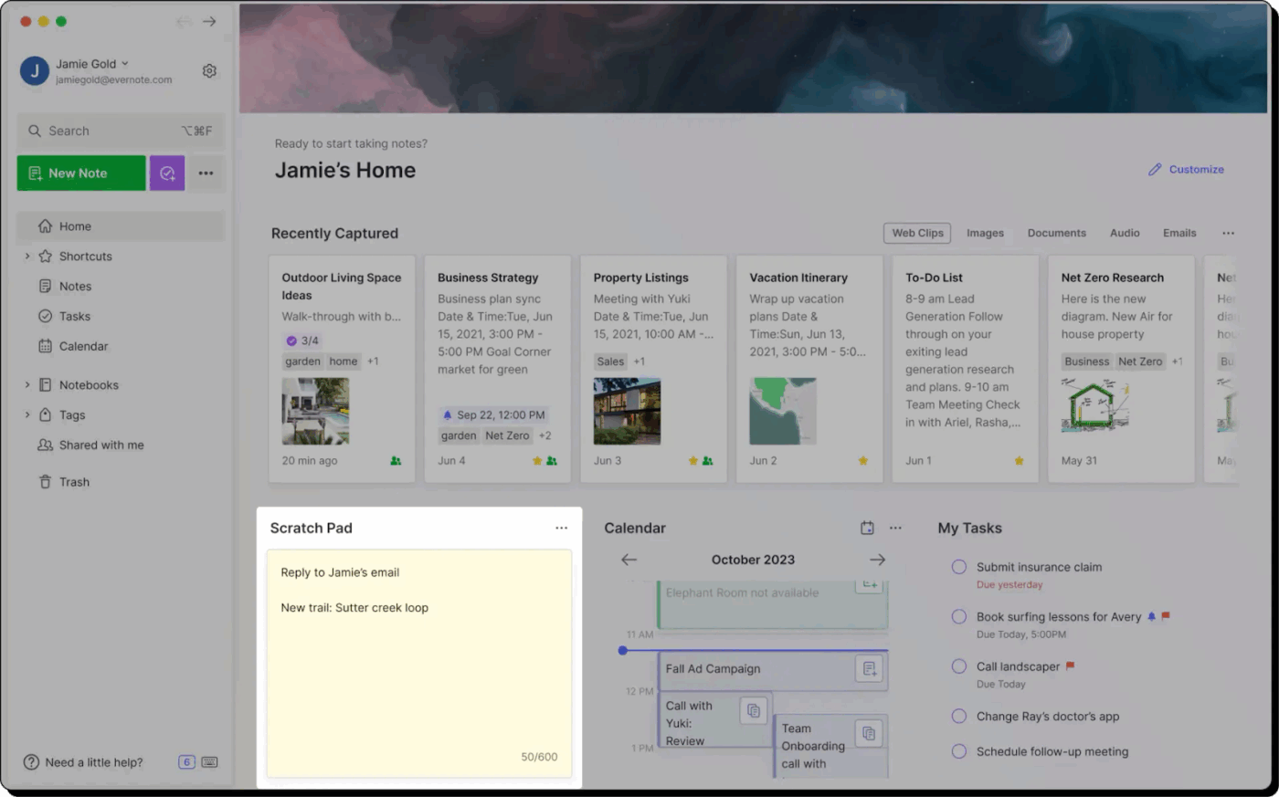 Evernote: Digital organizational tools for note-taking and grocery lists
