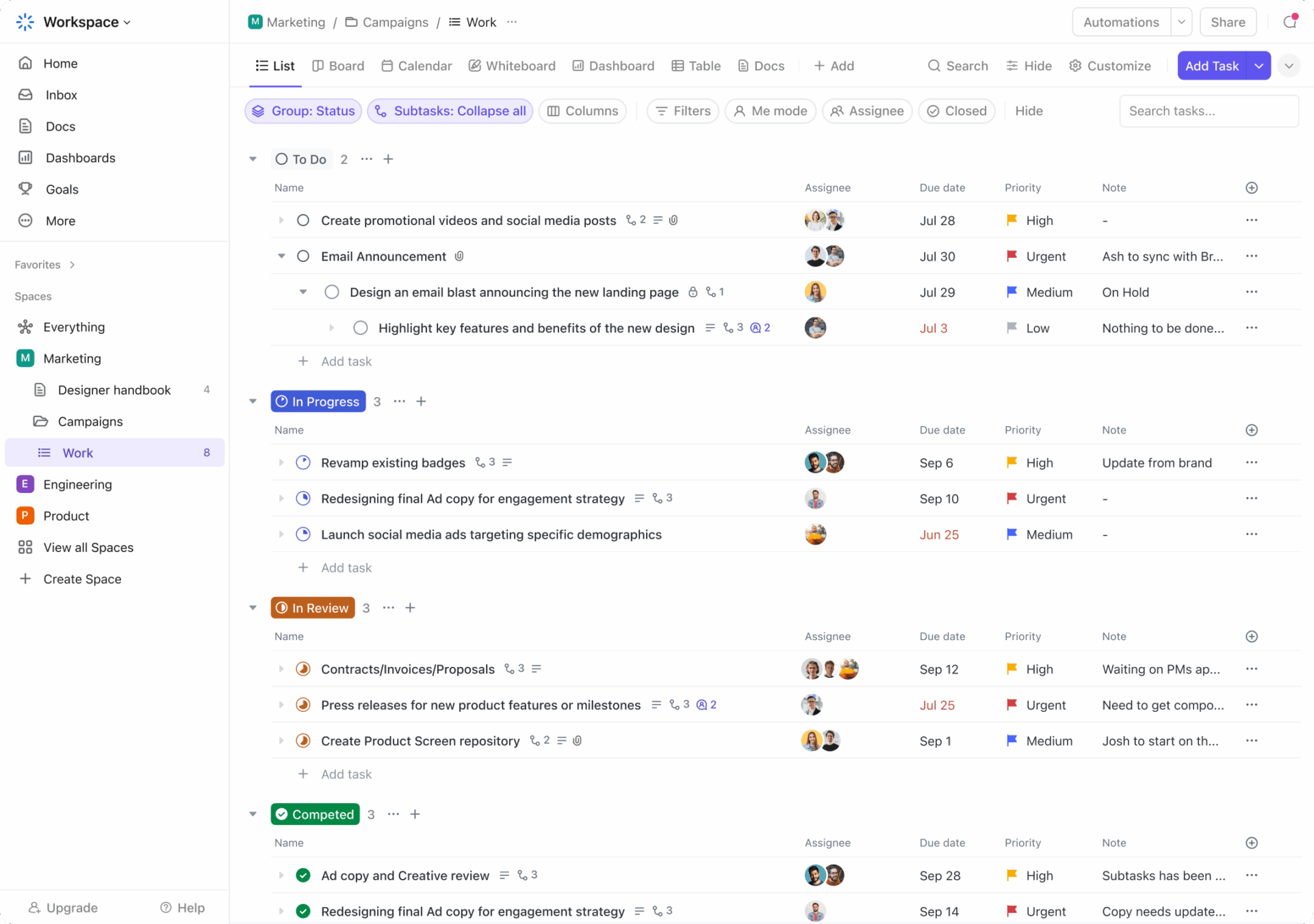 nTask vs ClickUp: Manage multiple projects simultaneously
