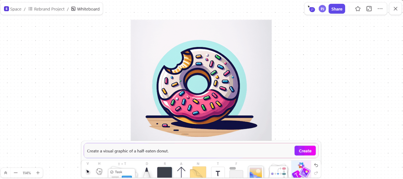 ClickUp Brain in Whiteboards: Create interactive elements to appeal to audience members