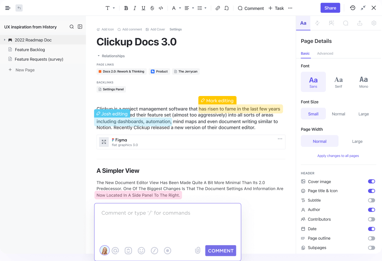 ClickUp Docs: Document management to improve brand image and public perception