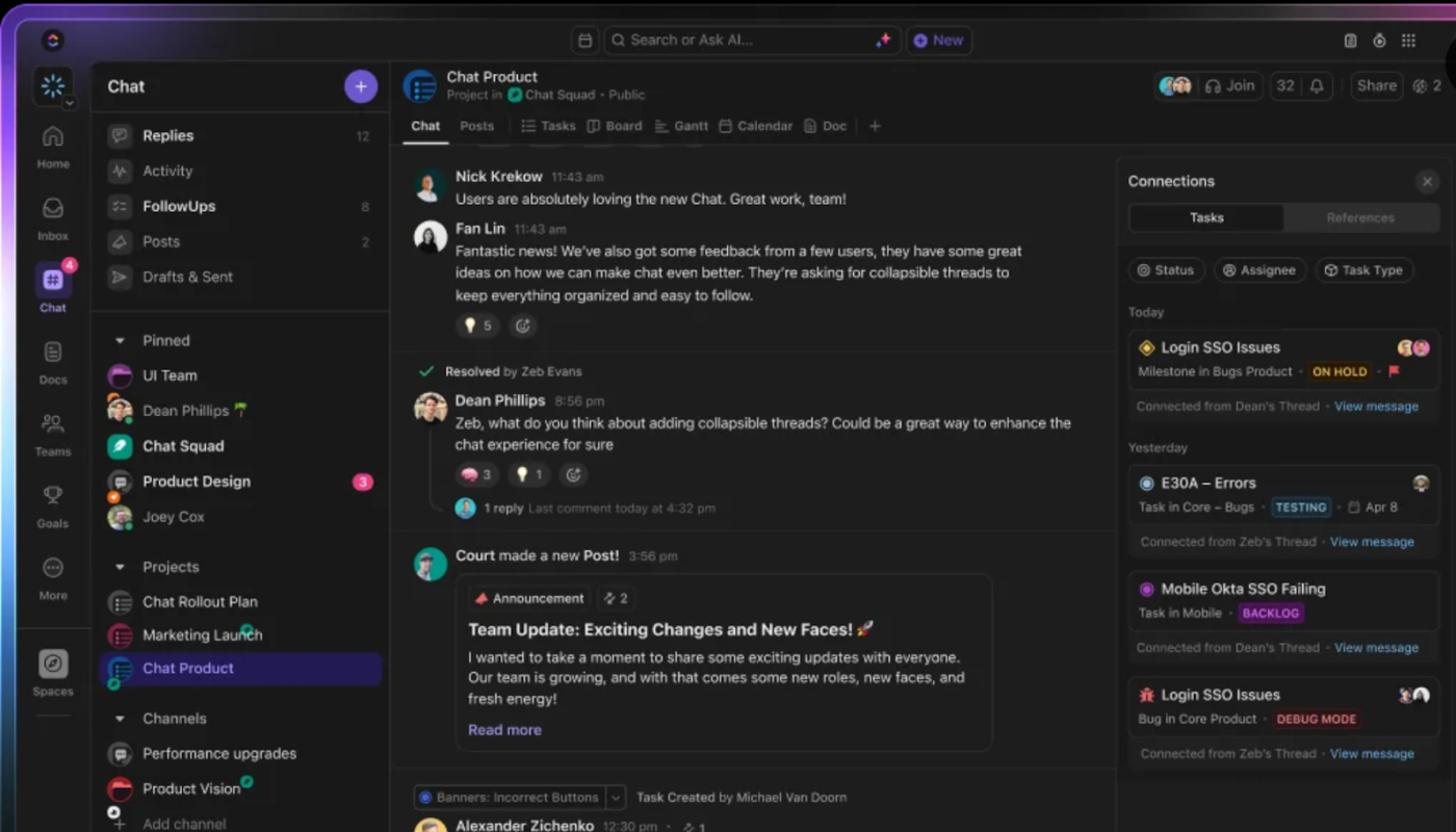 ClickUp Chat: clickup vs todoist