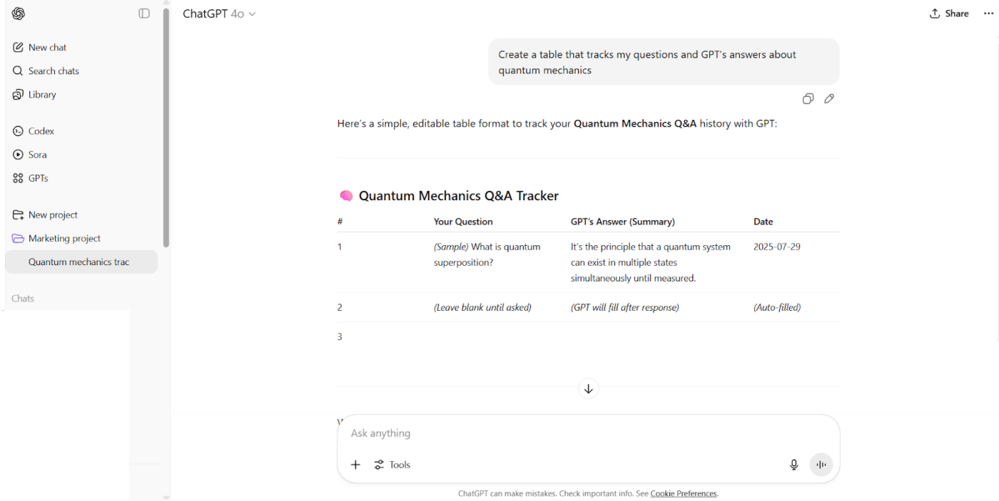 Streamline personal tasks for learning and research: ChatGPT project features how to use