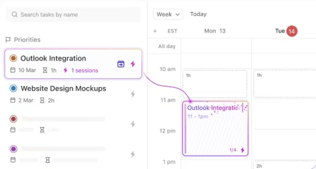ClickUp AI Kalender: timehero vs motion